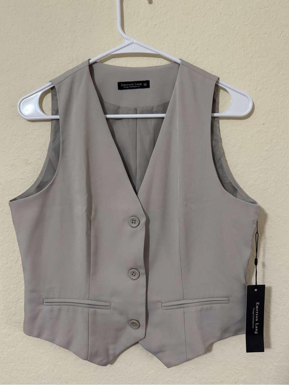 Essence & Co. Light Gray Tailored Button Vest size M
